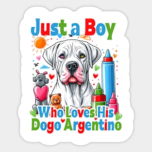 Just a Boy who loves his Dogo Argentino Funny Dog Lover Sticker